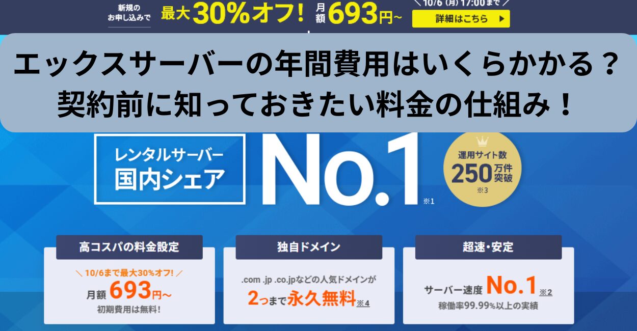 エックスサーバーの年間費用はいくらかかる？