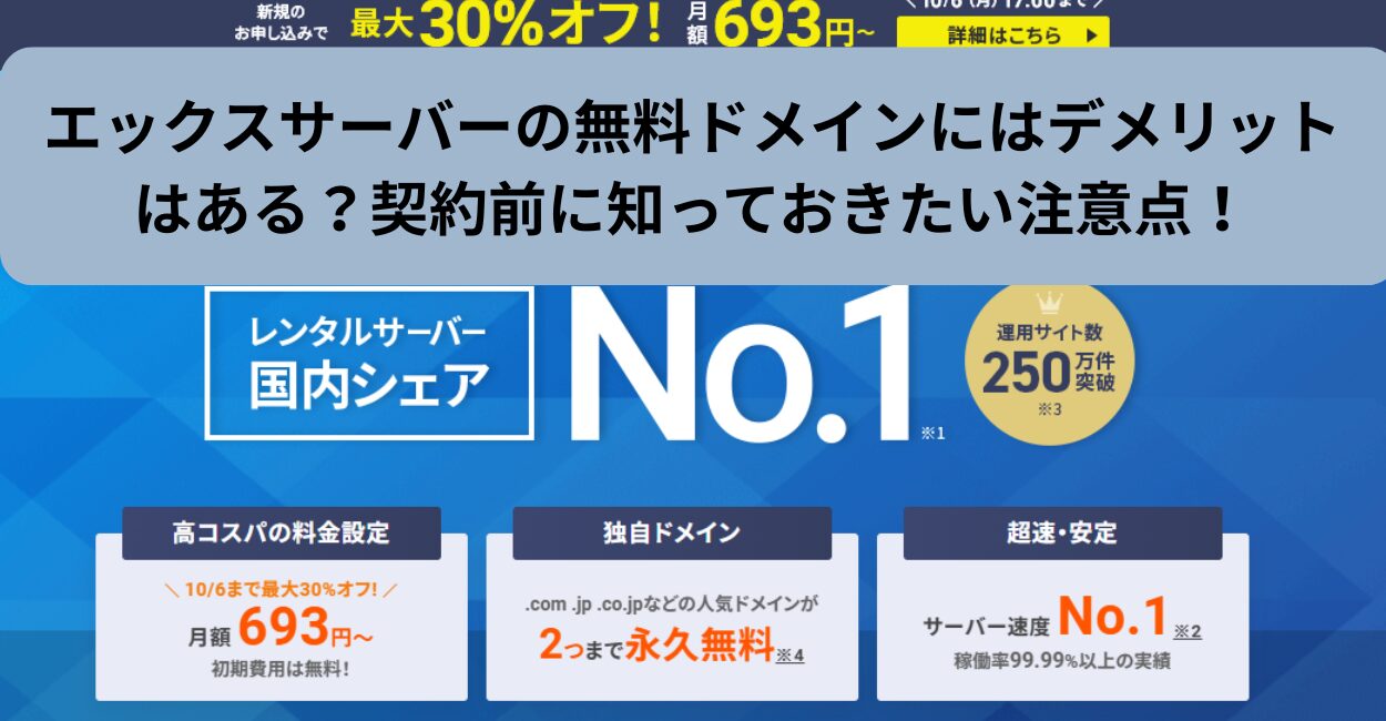 エックスサーバーの無料ドメインにはデメリットはある？