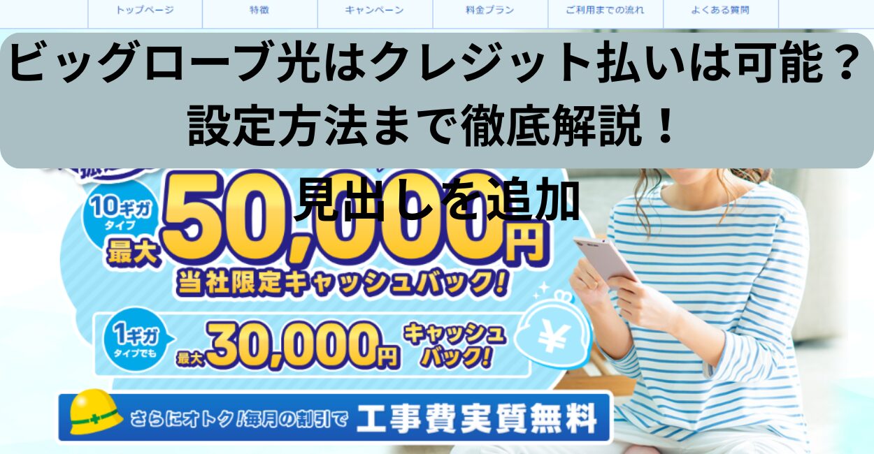 ビッグローブ光はクレジット払いは可能？設定方法まで徹底解説！